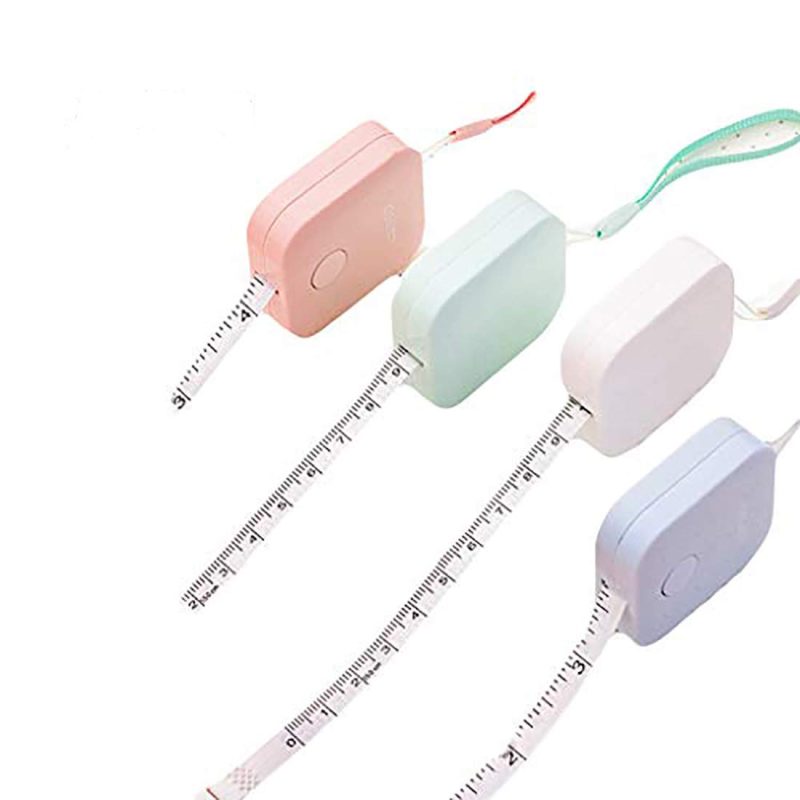 4 Pack Soft Measure, 4 Colors, 60 in / 1.5 m, Push Button, Retractable Soft Tape for Sewing and Cloth Ruler