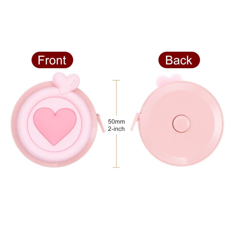 Soft Tape Measure 60-Inch 1.5 Meter Retractable Mini Cartoon Measuring Tape Cute Tape Ruler for Sewing Craft Cloth Body Measurements, Pink Heart - Image 2