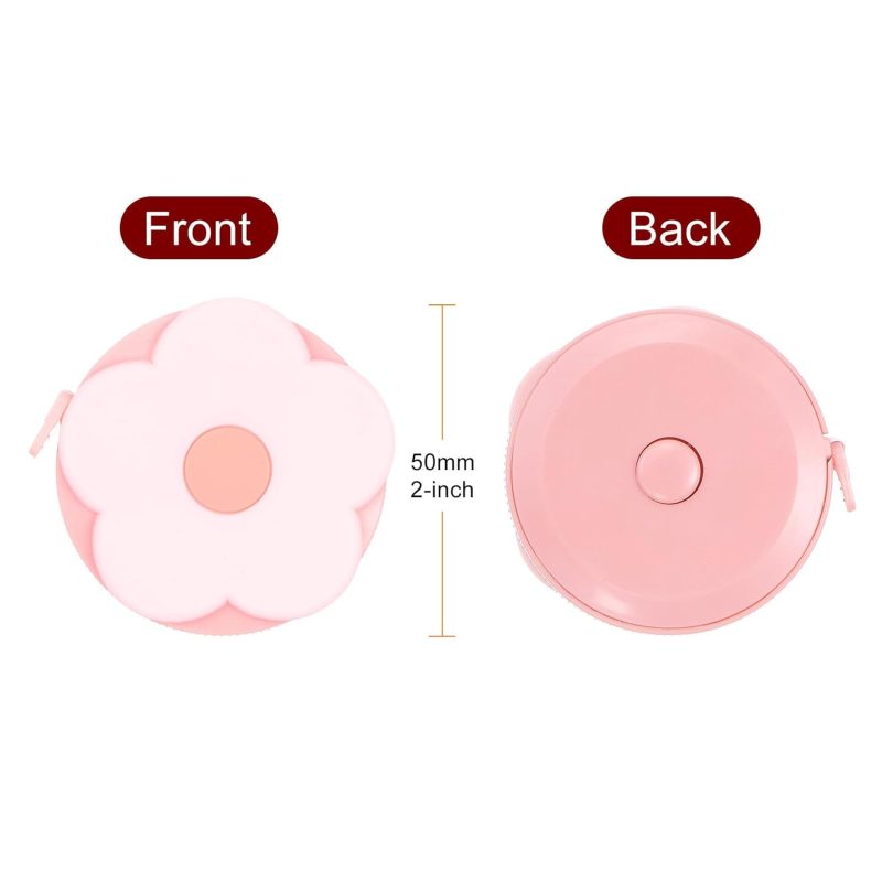 2pcs Soft Tape Measure 60-Inch 1.5 Meter Retractable Mini Cartoon Measuring Tape Cute Tape Ruler for Sewing Craft Cloth Body Measurements, Pink Flower - Image 2