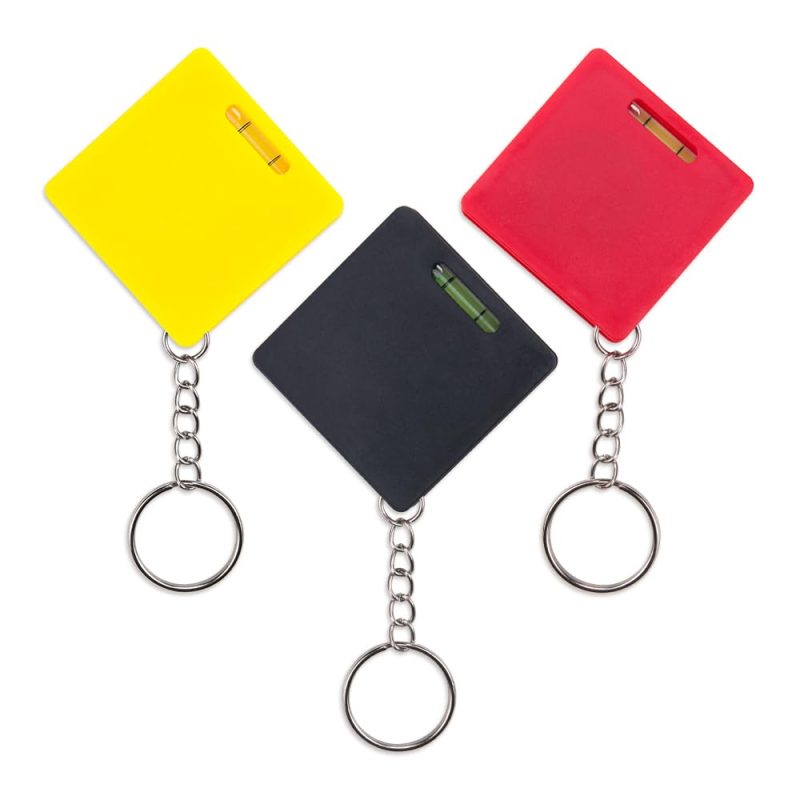 3Pcs Compact Mini Keychain Tape Measure Portable Square Bubble Level Steel Ruler Combo Precision Measuring Tool Keychain for Home Use(1 Meter)