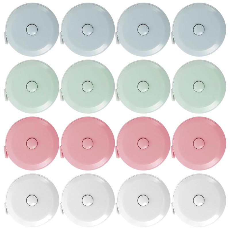 16 Pack Mini Soft Automatic Retractable Tape Measure, 60inch/150cm Body Waist, Small Sewing Fabric Digital Tape Measure for Body Measuring Cloth Tailor Knitting Craft