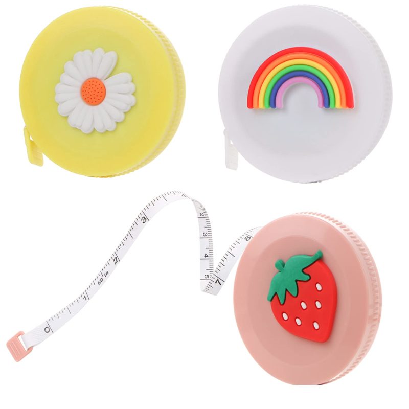3 Pack Measuring Tape Retractable, Mini Soft Cartoon 60Inch Measuring Tape for Body Flexible Tape Measure for Tailor Sewing Craft Cutting Ruler Tools Height Waist Weight Loss Measure Tape