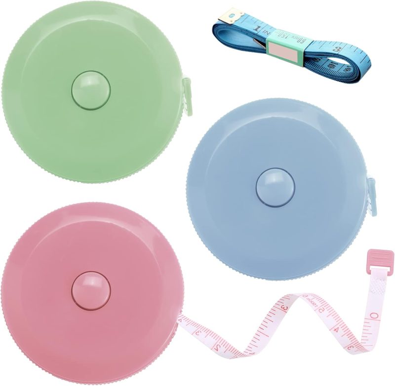 Tape Measures Retractable, Fabric Measuring Tape, 60 Inch Small Sewing Tape Measure for Craft Nursing Medical Travel(3 Pack/Green,Blue,Pink)