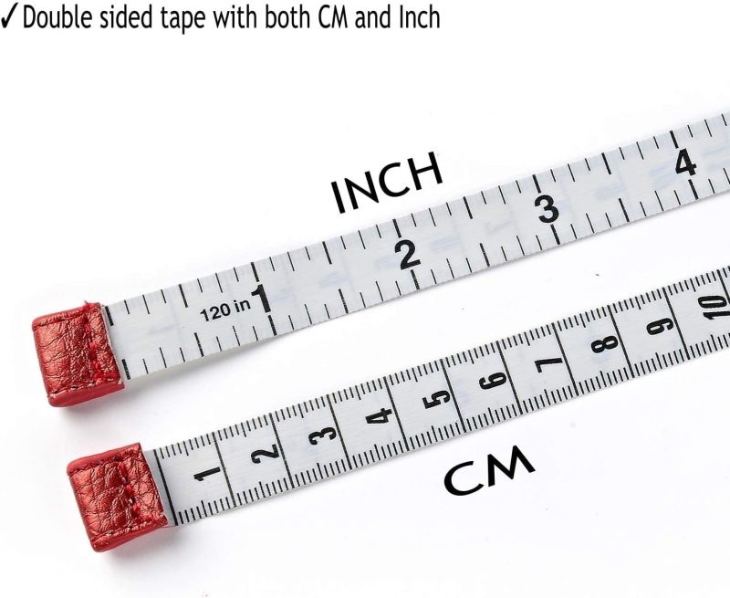 3m/120 Tape Measure Body Measuring Tape for Body Cloth Tape Measure for Sewing Fabric Tailors Medical Measurements Tape Dual Sided Cloth Tailor Craft Ruler Retractable (Black+Red) - Image 2