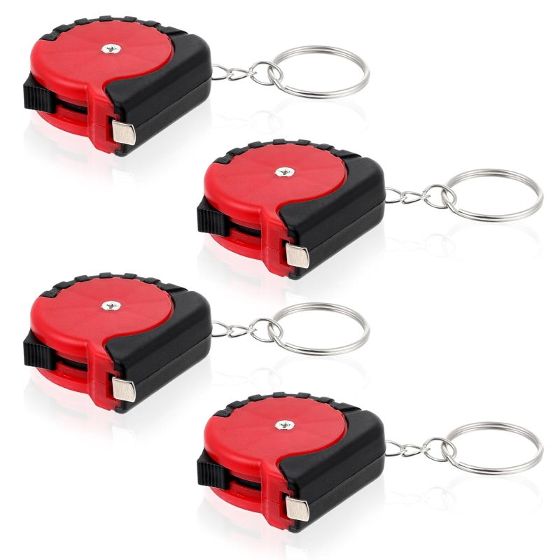 4 Pcs Mini Keychain Tape Measure 3Ft Retractable Measuring Tape Portable Pocket Measurement Tape with Stable Slide Lock Measuring Tape Ruler for Body Measuring Easy Read Metric/Inch