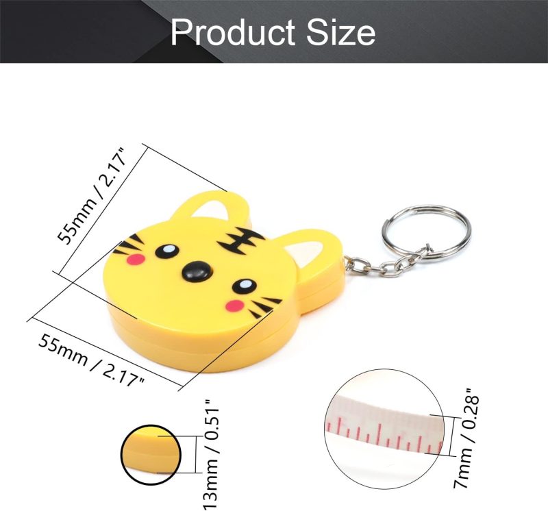 150cm / 59-inch Soft Tape Measure,Plastic Cartoon Case Tape,Metric Scale,Soft and Retractable Tape,Body Tailor Sewing,Medical, Measuring Tool (Yellow) - Image 2