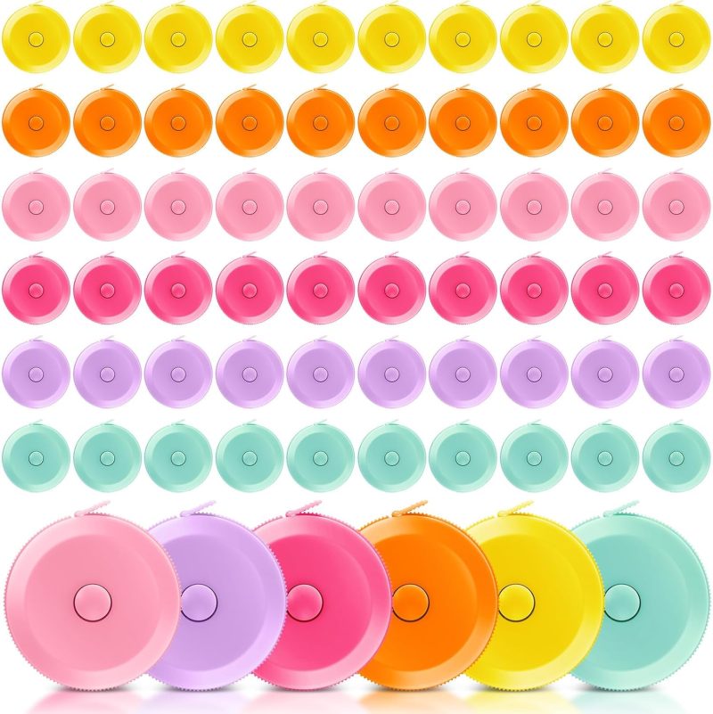 100 Pcs Tape Measure 60 Inch Retractable Measuring Tape Soft Measurement Tape Sewing Fabric Tape Measurer Flexible Pocket Cloth Fabric Measurement Digital Tape for Body (Multicolor)