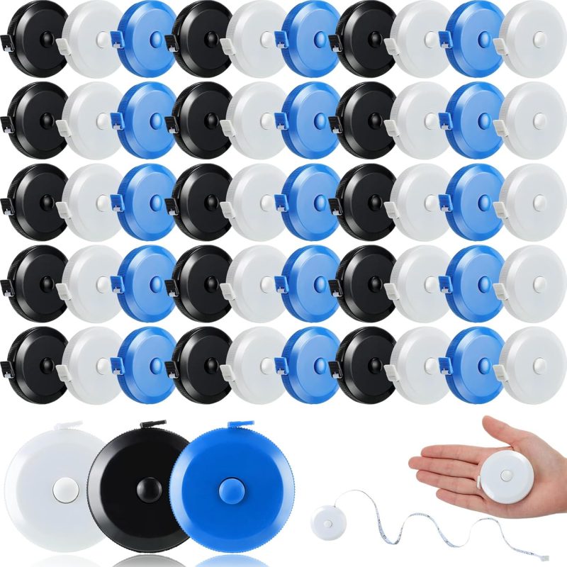 100 Pcs Tape Measure 60 Inch Retractable Measuring Tape Soft Small Measurement Tape Mini Sewing Fabric Tape Measurer Flexible Pocket Cloth Fabric Measurement Digital Tape for Body