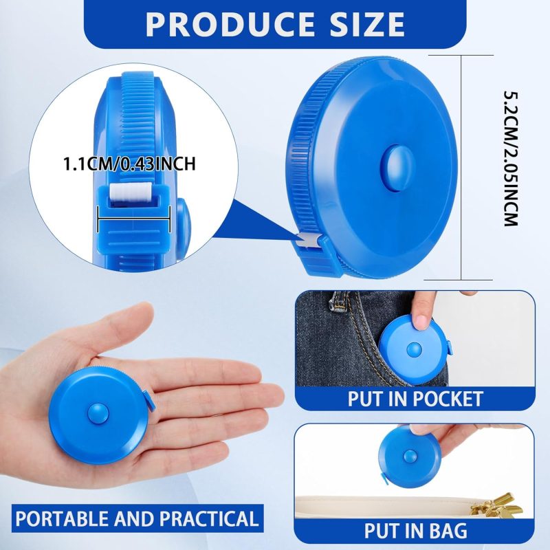 100 Pcs Tape Measure 60 Inch Retractable Measuring Tape Soft Small Measurement Tape Mini Sewing Fabric Tape Measurer Flexible Pocket Cloth Fabric Measurement Digital Tape for Body - Image 2
