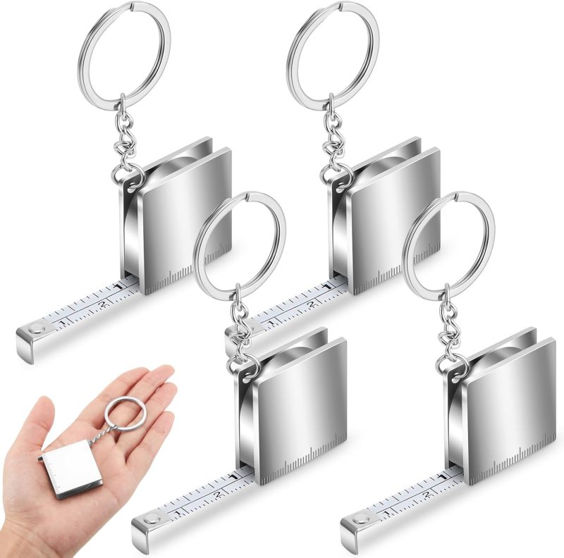 4 Pcs Mini Measuring Tape Metal Keychain Tape Measure up to 51.97 Inches/ 4.33 ft Small Retractable Tape Measure Keychain