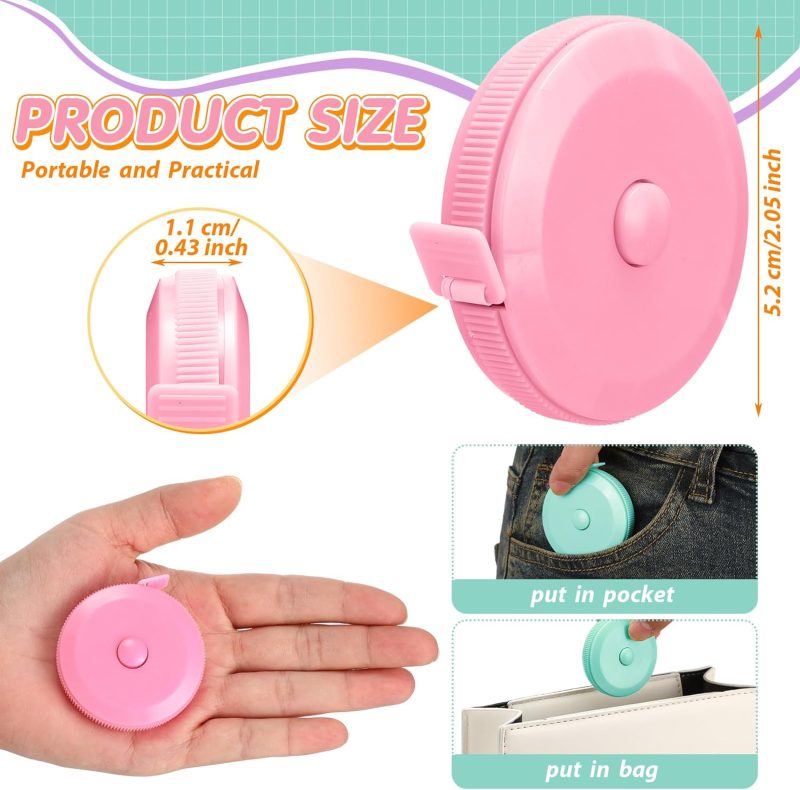 100 Pcs Tape Measure 60 Inch Retractable Measuring Tape Soft Measurement Tape Sewing Fabric Tape Measurer Flexible Pocket Cloth Fabric Measurement Digital Tape for Body (Multicolor) - Image 2